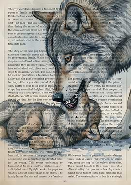 Wolves Watercolor on Text Background