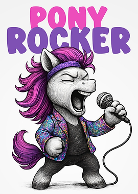 Pony Rocker Cartoon Character Illustration
