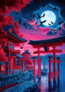 Japanese Night Torii Gates