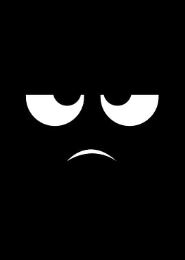 Grumpy Face Minimalist Black and White