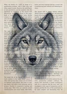 Wolf Portrait on Text Background