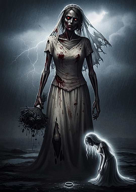 Zombie Bride in Stormy Weather