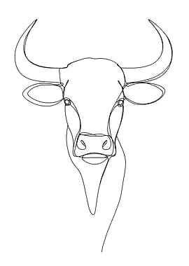 Minimalist Bull Line Art