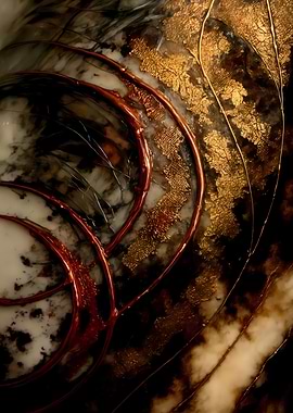 Abstract Porcelain #118 - Abstract Marble with Gold and Copper