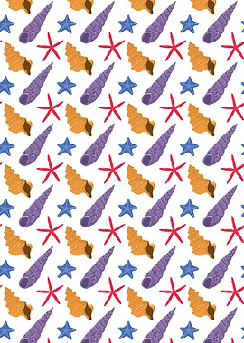 Seashell and Starfish Pattern