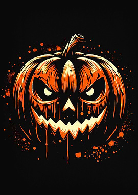 Scary Halloween Pumpkin Illustration