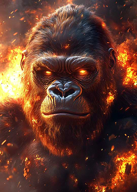 Fiery Gorilla Portrait