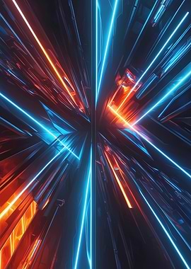 Abstract Neon Lines and Geometric Shapes