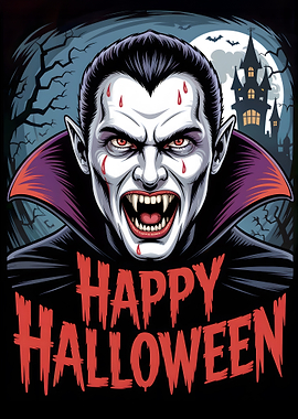 Happy Halloween Vampire Illustration
