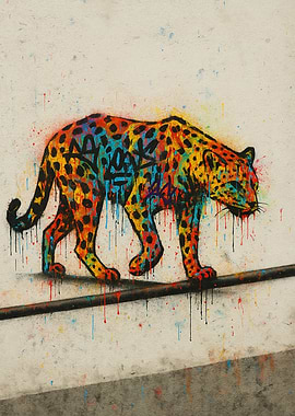 Colorful Leopard Graffiti Art