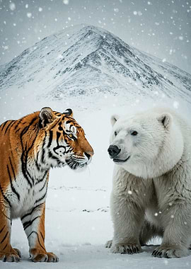 Tiger and Polar Bear Snow