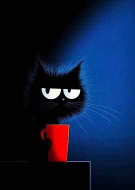 Grumpy Cat with Coffee Mug