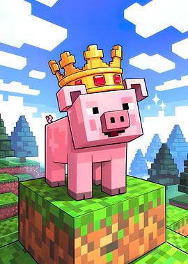 Minecraft Pig with Crown