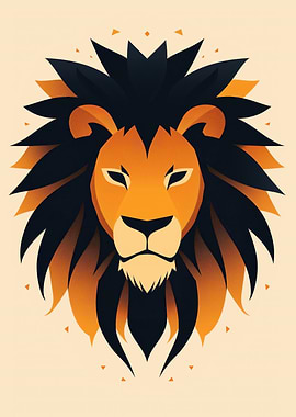 Majestic lion vector portrait with bold mane