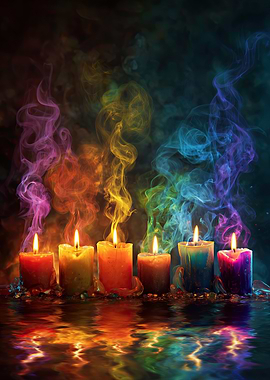 Rainbow Candles with Colored Smoke