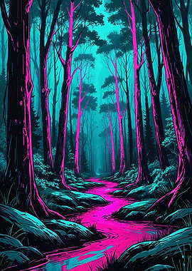Neon Enchanted Forest