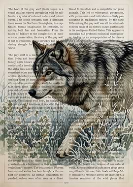 Wolf Portrait on Text Background