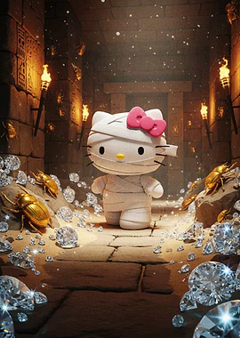 Hello Kitty Mummy in Egyptian Tomb