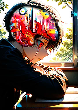 Anime Boy Cityscape Mind/School kills creativity