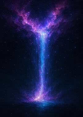 Cosmic Waterfall in Starry Space
