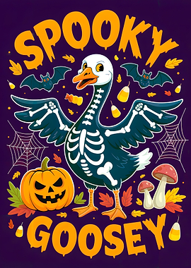 Spooky Goosey Halloween Cartoon Illustration