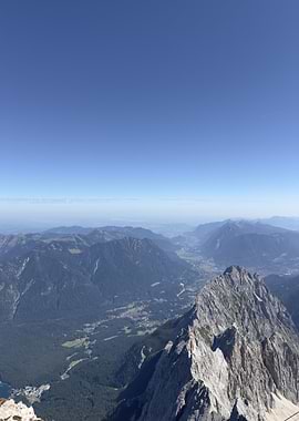 Mountain Peak View Zugspitze with Blue Sky