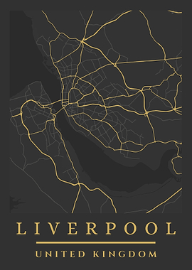 Liverpool, United Kingdom Map Art