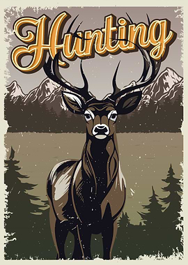 Vintage Hunting Poster with Deer