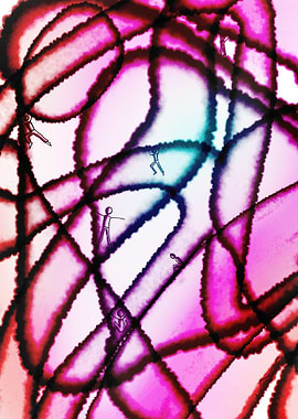Abstract Pink Network with Figures