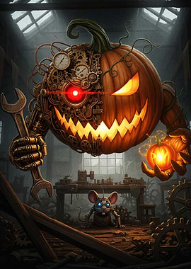 Steampunk Halloween Pumpkin Monster
