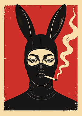 Smoking Bunny Masked Woman Poster
