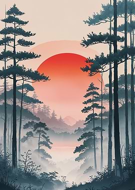 Japanese Forest Sunrise