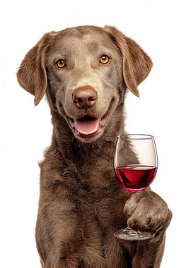 Chesapeake Bay Retriever dog with Wine Glass