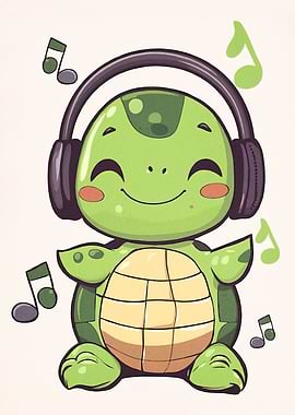 Turtle Headphones Music Notes