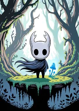 Hollow Knight in Forest Illustration