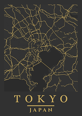 Tokyo, Japan Map Art