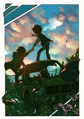 Boys on Car Roof Helping Each Other