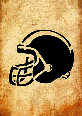 Football Helmet Silhouette on Textured Background