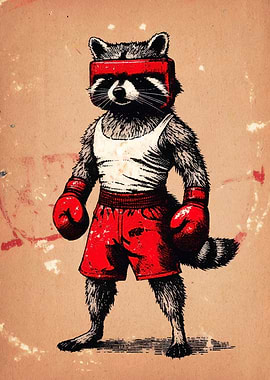Raccoon Boxer Illustration