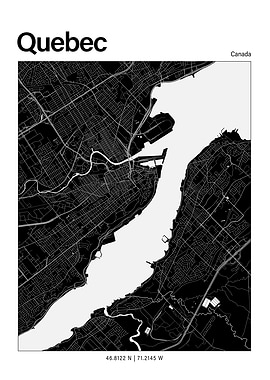 Quebec Black and White Map