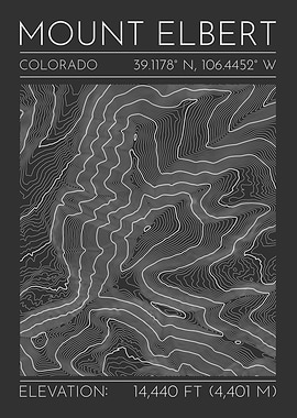 Mount Elbert Topographic Contour Map