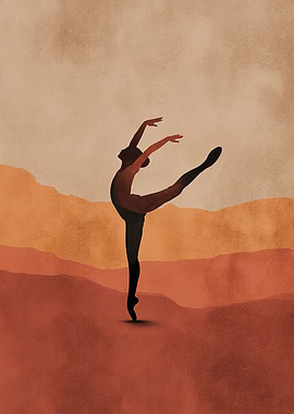Ballet Dancer Silhouette in Desert Landscape