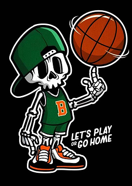 Skeleton Basketball Player Cartoon Illustration