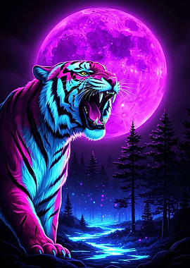 Neon Tiger Roar Purple Moon
