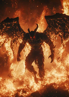 Fiery Demon with Wings