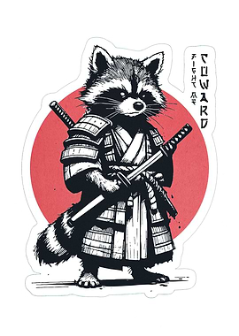 Raccoon Samurai Sticker