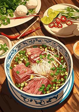 Delicious Pho Soup Illustration