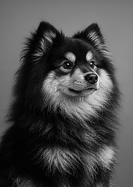 Black and White Finnish Lapphund Portrait