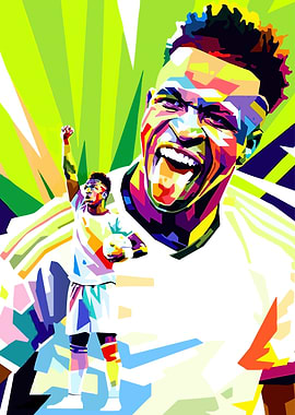 Colorful Soccer Player Celebration Art