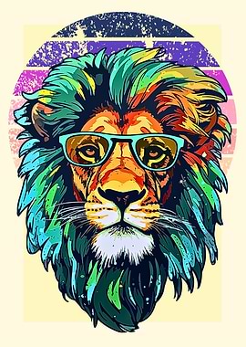 Cool Lion with Sunglasses Art